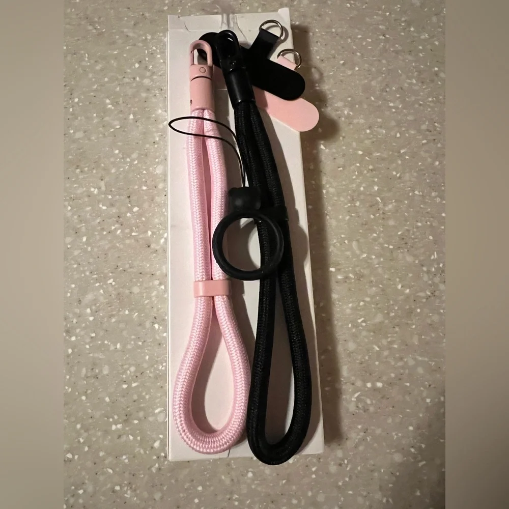 Universal Pink and Black Phone Lanyard Set